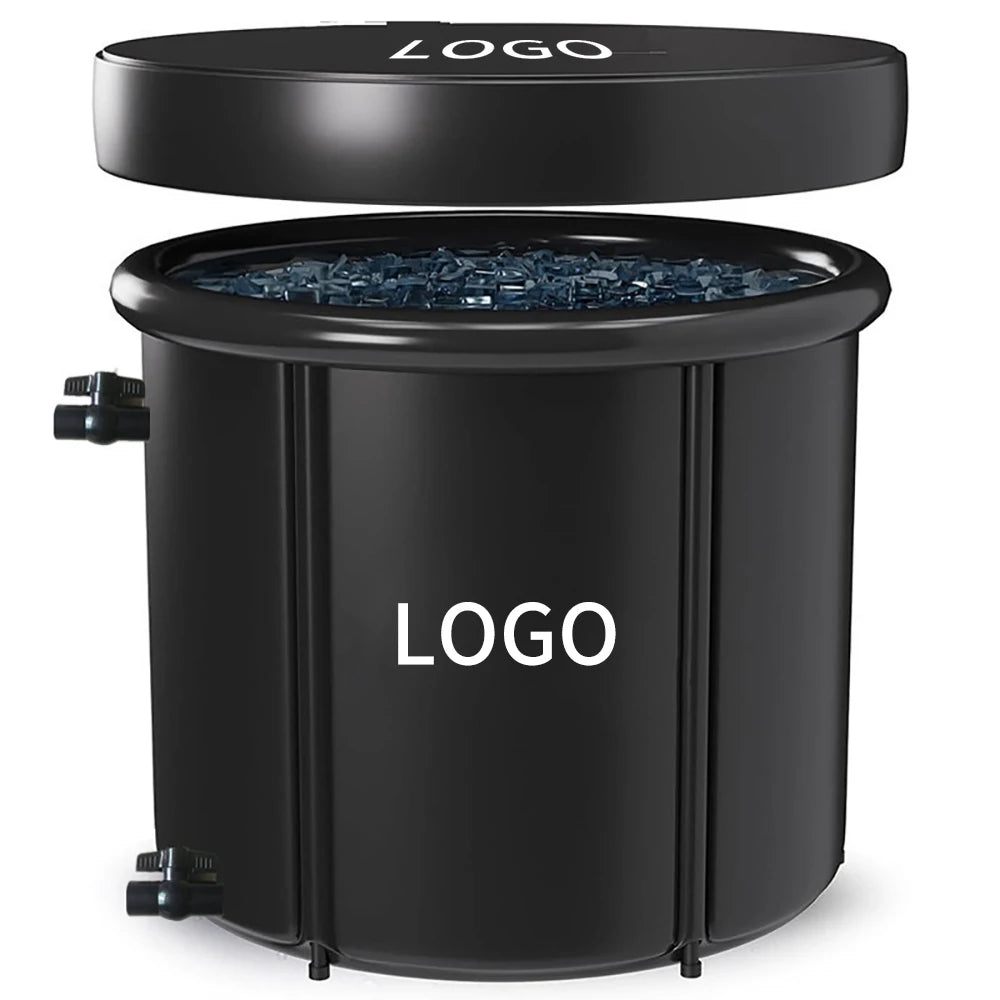 Portable Durable Comfortable 75*75 cm Inflatable Sports Recovery PVC Ice Bath Tub with Black Cover Lid and Portable Pump