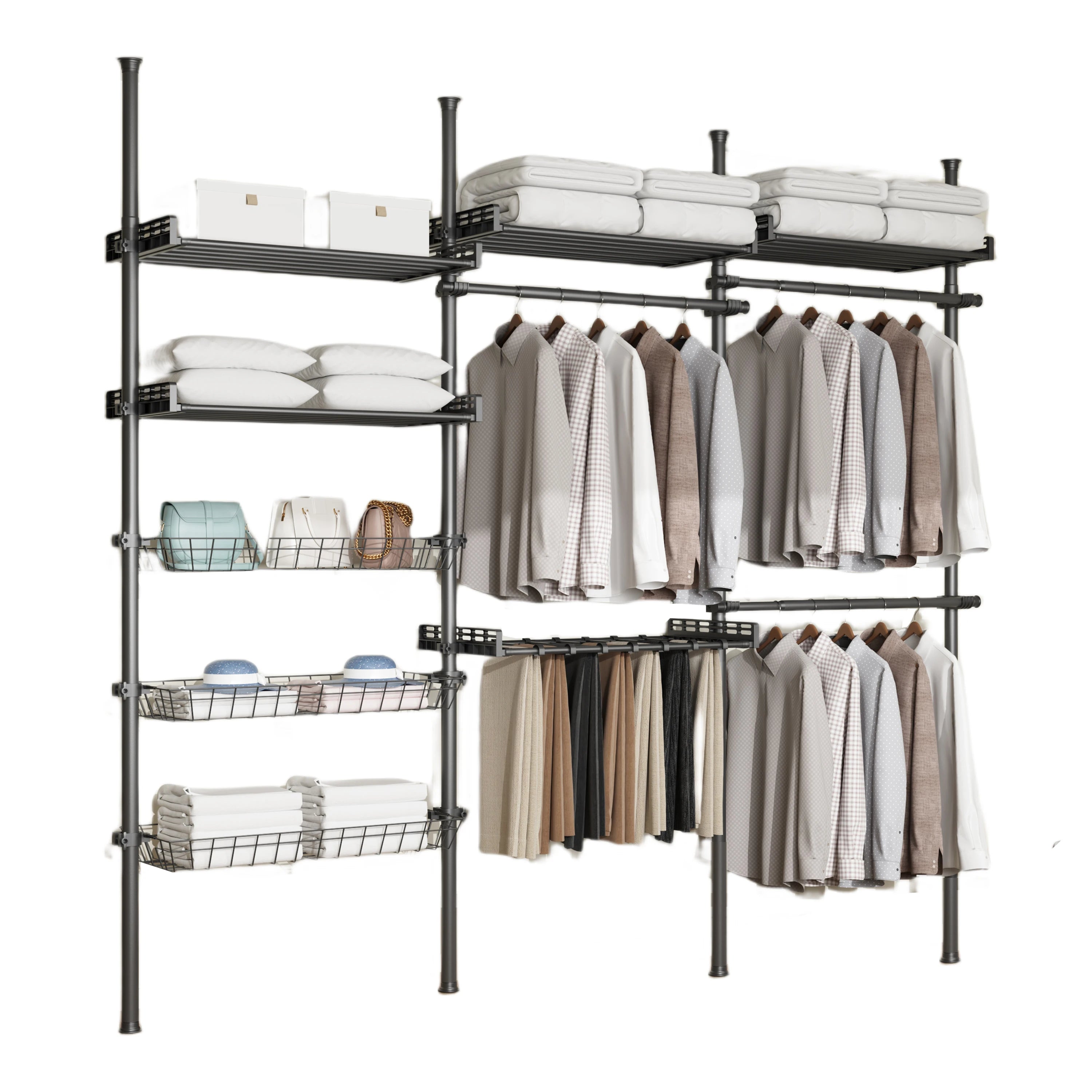 YIJIALE Custom Baju Bedroom Hanging Pour Designs Pipe Hanger Room Mount Cabinet Guarda Simple Japanese Hang Rack