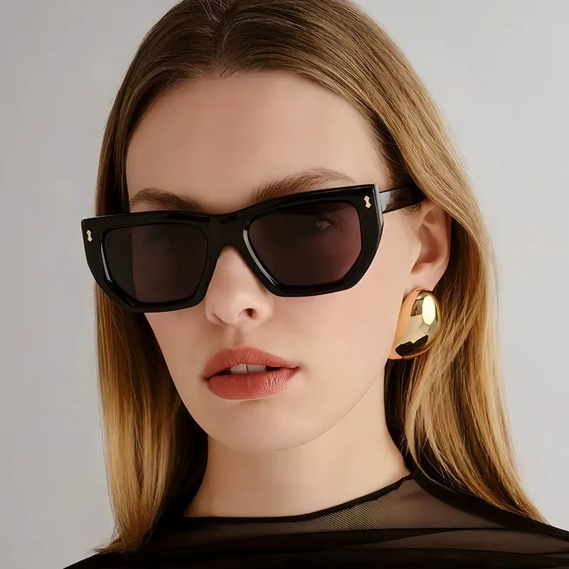 STORY STY3818N Olive Green Custom Sun Glasses Vintage Rivet Square Shades Sunglasses Gray Frame Blue Light Blocking Glasses 2025
