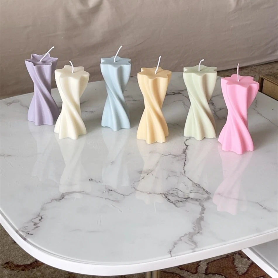 D153 DIY Pillar Spiral Vela Jane Silicone Candle Moulds Home Decor Twist Molds for Handmade Dinner Candle Making