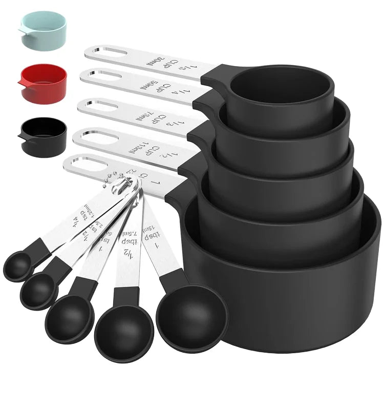 Wholesale 10-Piece Measuring Cups and Spoons Set with Stainless Steel Handle for Baking & Cooking