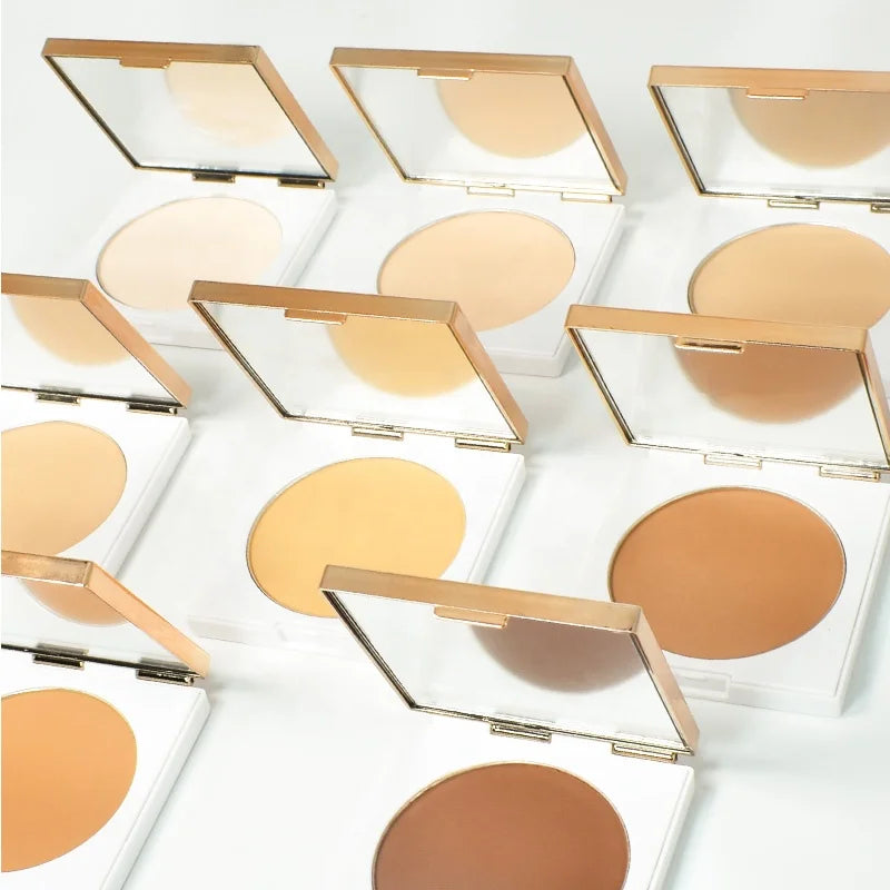 12 Color White Compact Powder Foundation Custom Private Label Makeup Compact Powder with Puff
