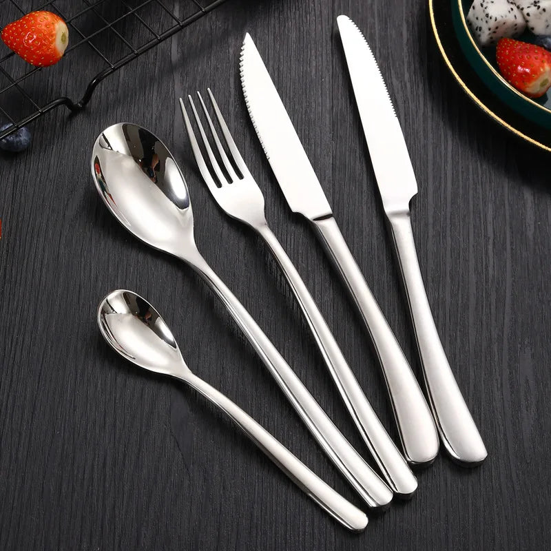 Hot Sale OEM ODM Logo Silver Cutlery Set Flatware Stainless Steel Cutlery