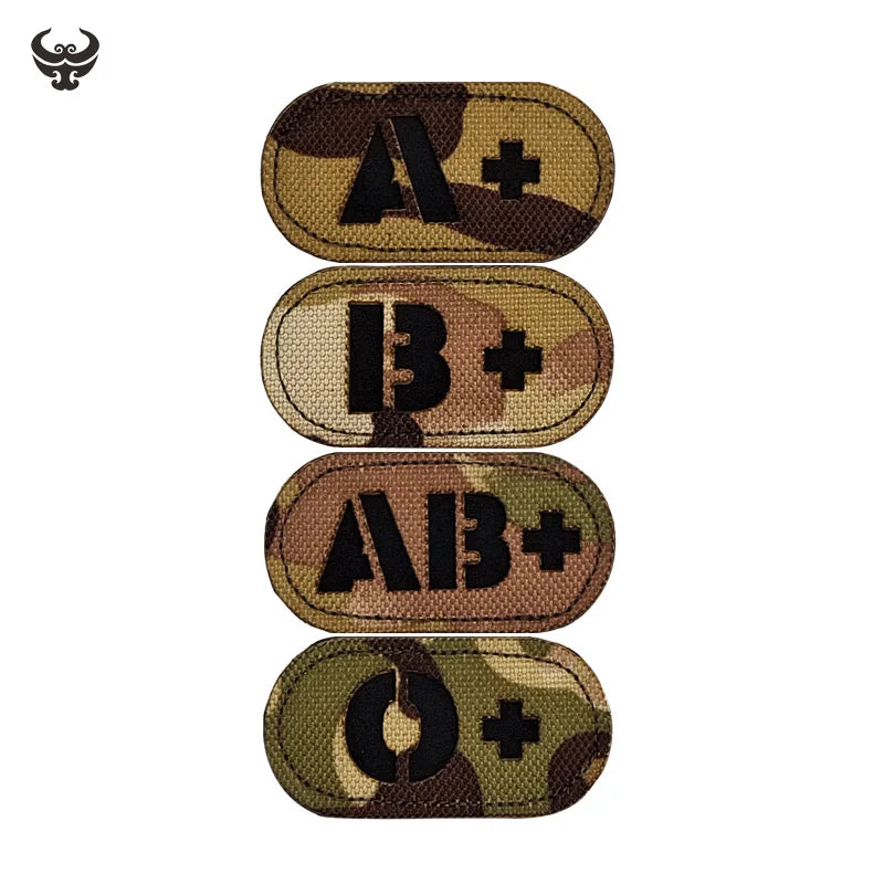 Infrared Reflective Eco-Friendly Canvas Fabric Resin Blood Seal Patch A+B+AB+O+First-Aid Kit Camo Black Badge Fadeless High