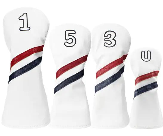 Ready to Ship White Waterproof PU Synthetic Leather Golf Club Head Cover Sets