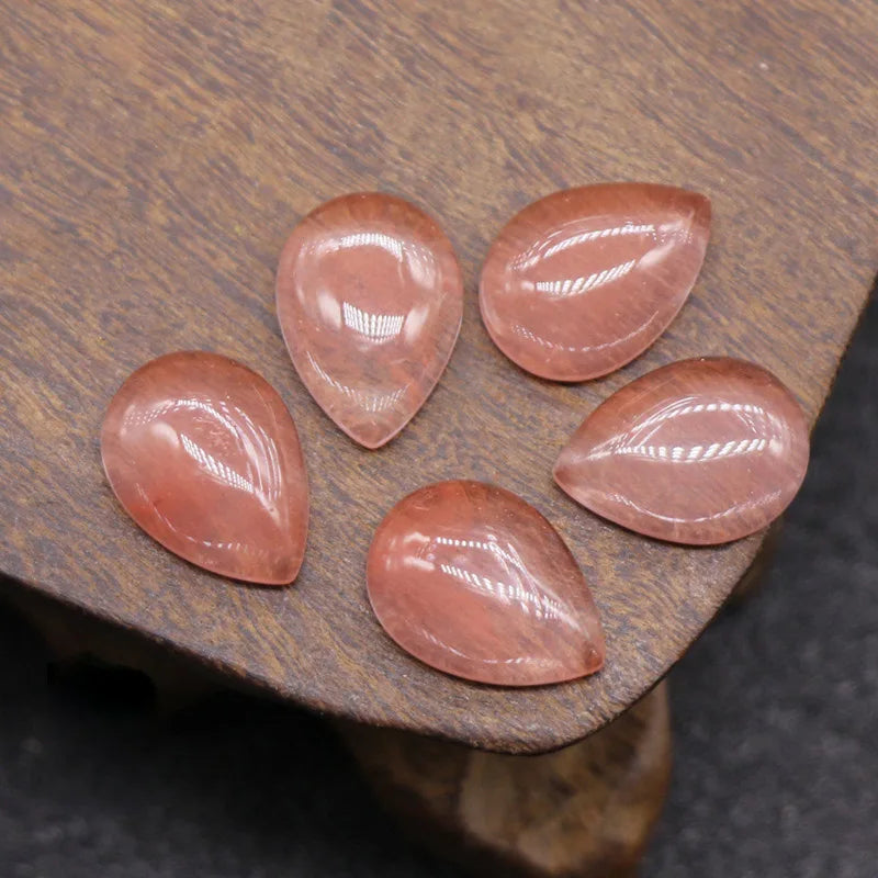 DIY Natural Cherry Quartz drop shape and Size Cabochon Gemstone