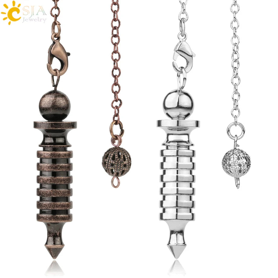 CSJA Hot Screw Shape Pendule Pendulo Divination Radiestesia Metal Copper Pendulum for Dowsing G190