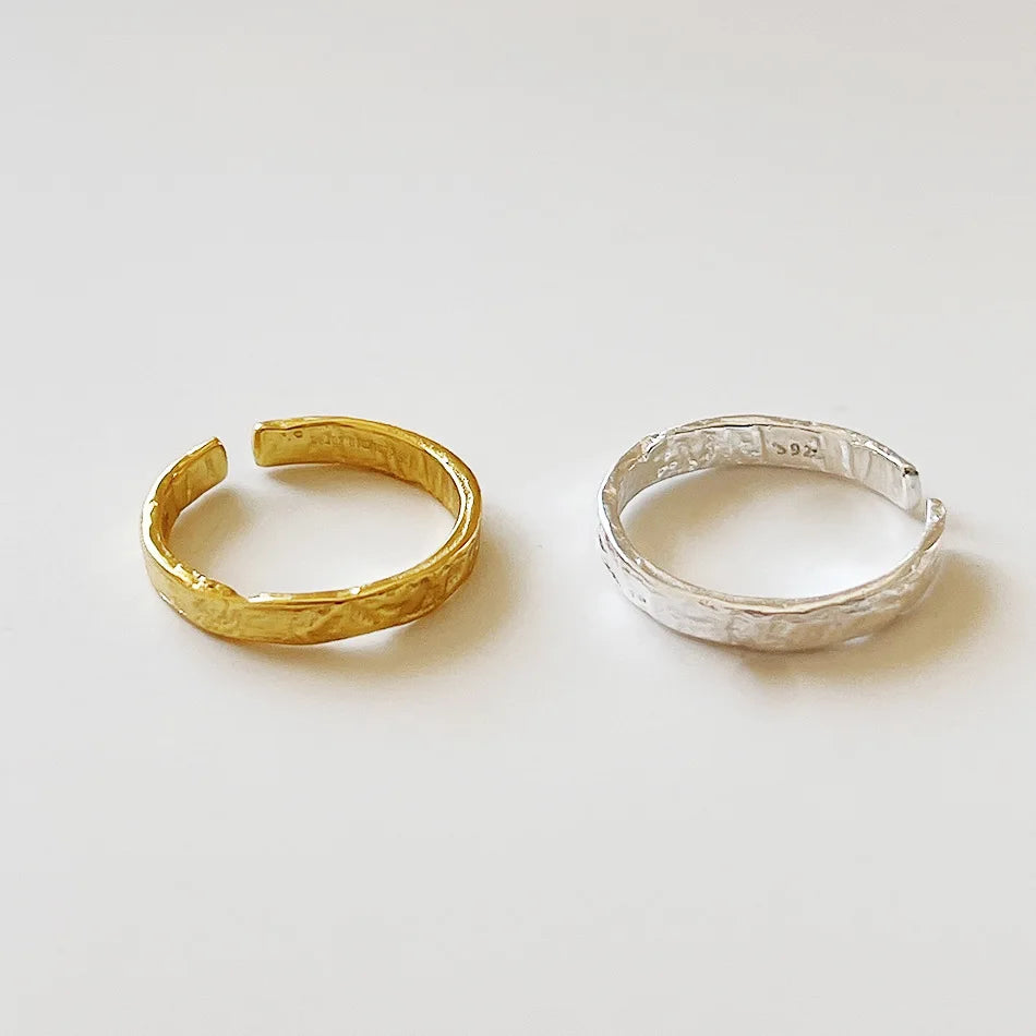 Fine Jewelry Rings Open Adjustable Geometric 18k Gold Plated 925 Sterling Silver Irregular Rings for Men Women