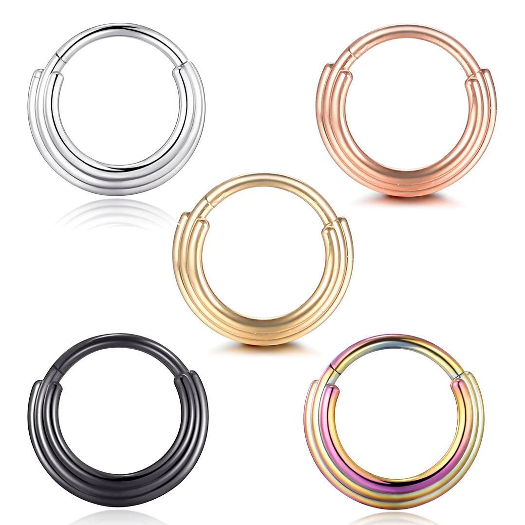 316L Stainless Steel Segment Hoop Rings 3 Layer Nose Septum Ring 16G Ear Tragus Helix Clicker Earring Piercings Jewelry