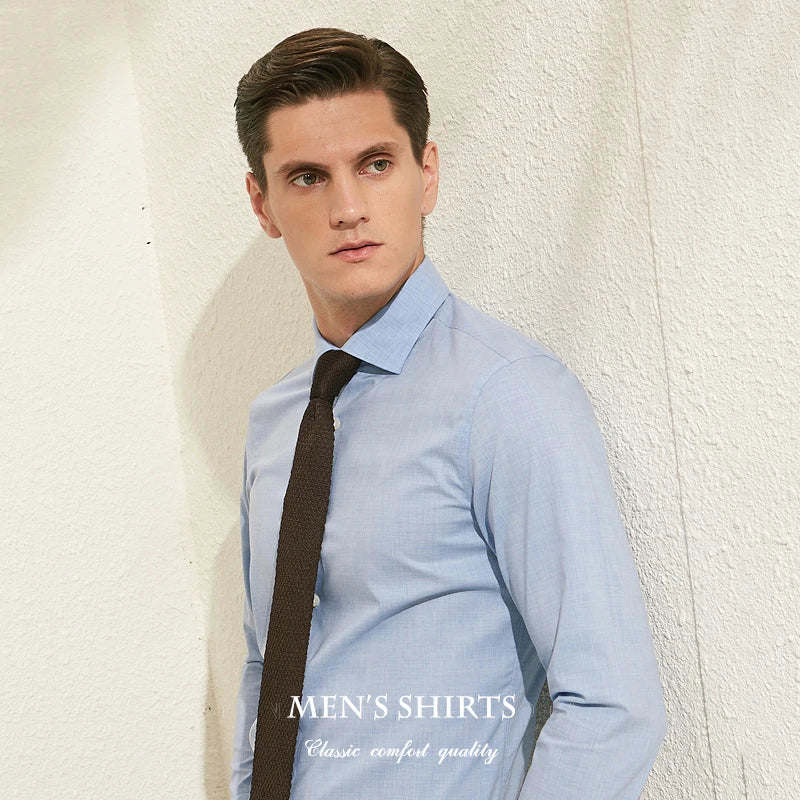 Men's Solid Color Dress Shirt Upscale Business Suit Casual Hemp Bamboo Cotton Blend Long Sleeve Shirt Embroidered Technique
