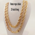 10mm 8mm 7mm 5mm Thick Rope Chain Gold Filled Necklace Chunky Hip Hop Jewelry PVD Gold Silver Plating Gift for Men Boy Kid Women