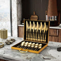 Factory Price 1010 Classic Design Spoon Fork Knife Metal Dinnerware Kitchen Accessories in a Box Gift Silverware Cutlery Set