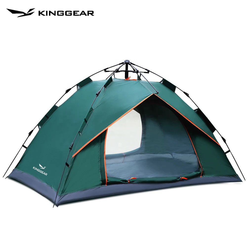 AG KingGear New Arrive 1-2 Person Cheap 170T Polyester Fabric with Silver Coating Automatic Popup Tent