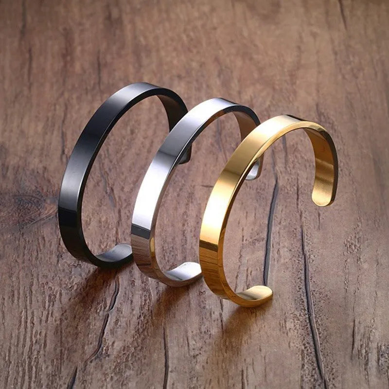 Customized Engraved Letter Name Cuff Bangle Bracelet 316L Stainless Steel Bracelet for Men Women