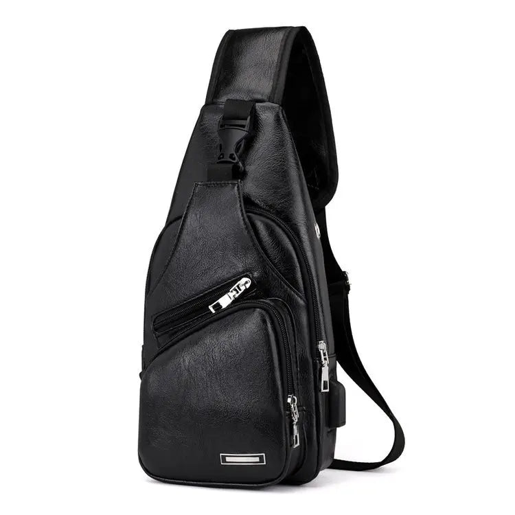 New Outdoor Sports Waterproof Briefcase Equipped with Charging Cable Travel Men's Sling Bag Korean Fashion Shoulder Bag