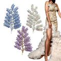 WHD-066 Keering a Class Crystal Sew-On Cloth Handmade 3D Modeling Bling Rhinestone Flower Leaves Patch for Wedding Dress