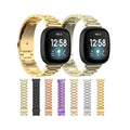 Eraysun Adjustable Luxury Three Bead Gold Stainless Steel Smartwatch Strap for Versa 4 3 Sense 2 Universal Watch Band