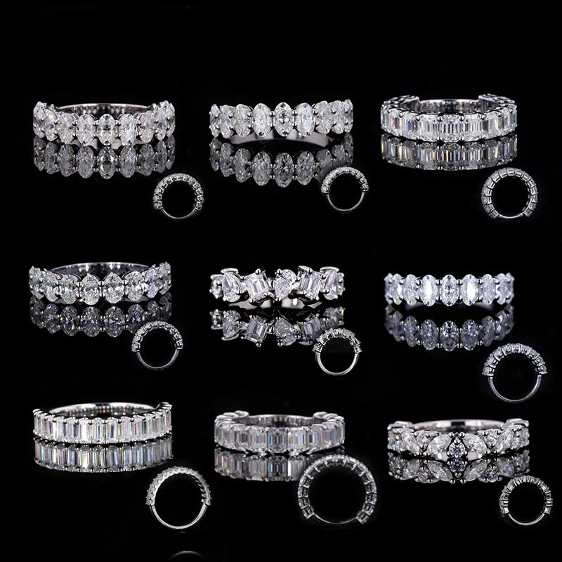 Starsgem Wholesale Custom Moissanite Gold Ring Mens Moissanite Ring Half Row Moissanite Diamond Ring