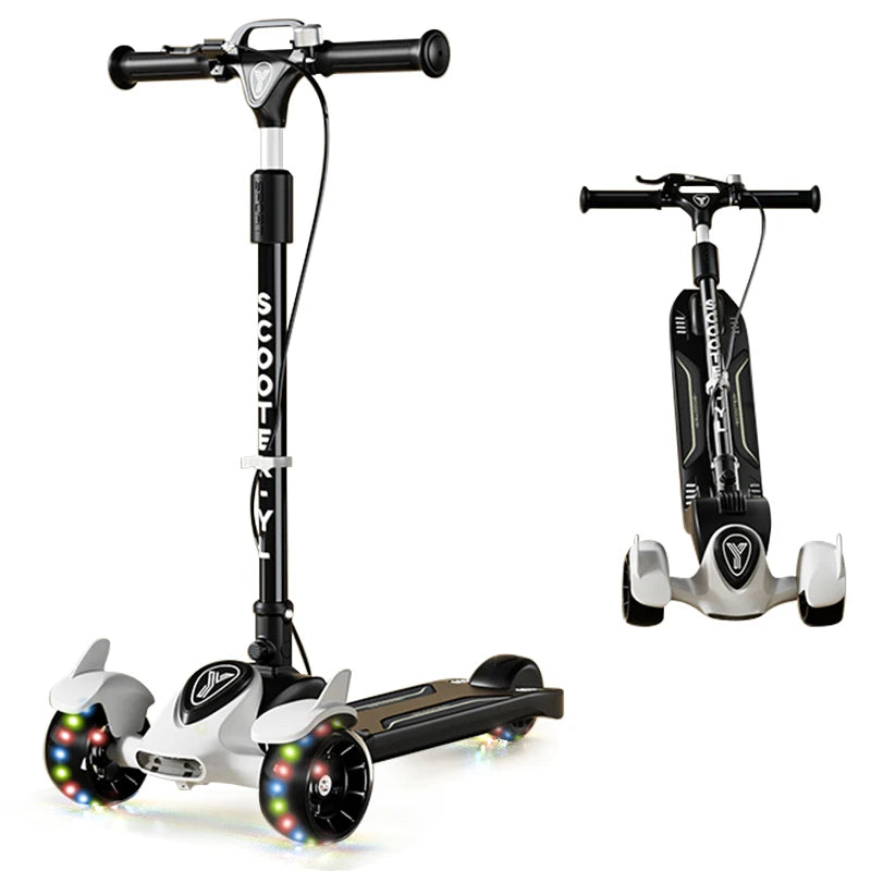 3 Wheel LED Lights Extra-Wide Children Foldable Kick Scooter Toddler Scooter for Kids Ages 3-12 Years Old Boy Girl