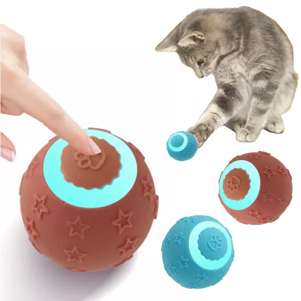Fashionable Interactive Electronic Silicone Cat Dog Toy Smart Rolling Automatic Bouncing Star Ball Training Boredom Buster