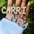 Iced Out Initials Gold Silver Bling Zirconia Men's Hip Hop Name Plate Letters Necklace Personalised for Men and Women
