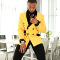 Costume Homme Yellow Blazer +Black Pants Casual Men Jacket Fashion Custom Groom Wedding Prom Tuxedo Terno Masculino 2 Pieces