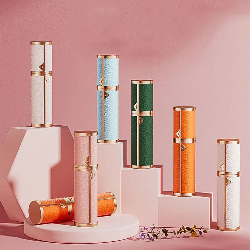 5ml Luxury Aluminum Perfume Refill Bottle Travel Portable High-end Small Leather Cosmetic Metal Spray Container