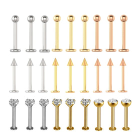 10pcs G23 ASTM F136 Titanium Labret Lip Piercing Jewelry 16G Labret Barbell Tongue Ring Ear Tragus Earrings