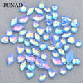 JUNAO Glitter Blue AB Mix Shape Fluorescence Rhinestone Flatback Resin Crystal Strass Sticker Face Nail Art Decoration