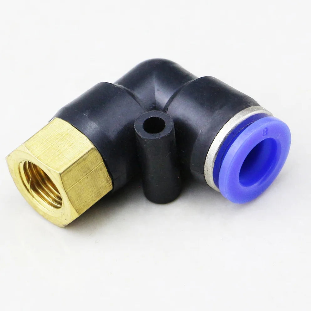 PLF 4 - 12mm Plastic Female Thread Elbow Union Press Fitting M5 1/8" 1/4" 3/8" 1/2" Brass Female Elbow Push on Quick Connector