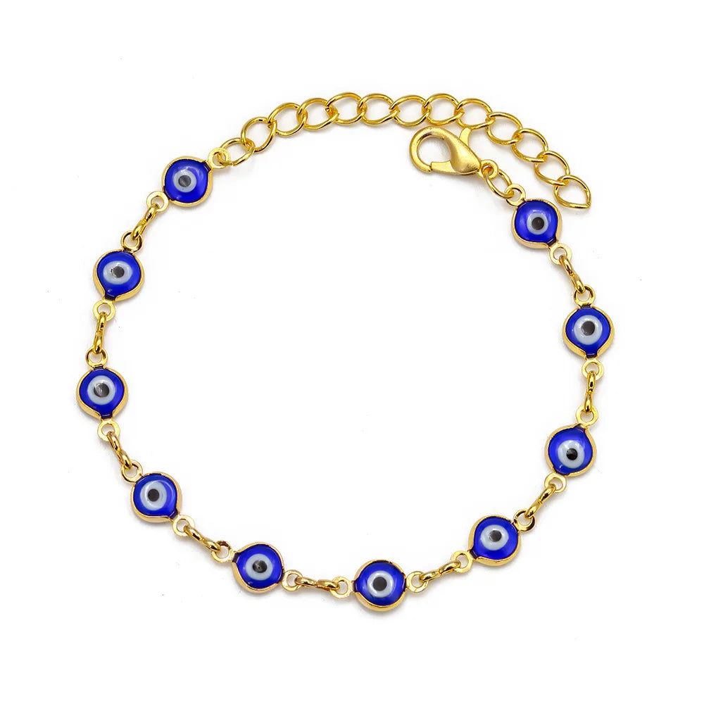 New Gold Demon Eye Chain Bracelet for WomenNavy Blue Mini Evil  Bracelet
