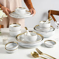 Luxury Dinnerware Set Porcelain Marble Design Ceramic PC Luxury Dishes Plates for Dinner Wedding Soup Home Camping