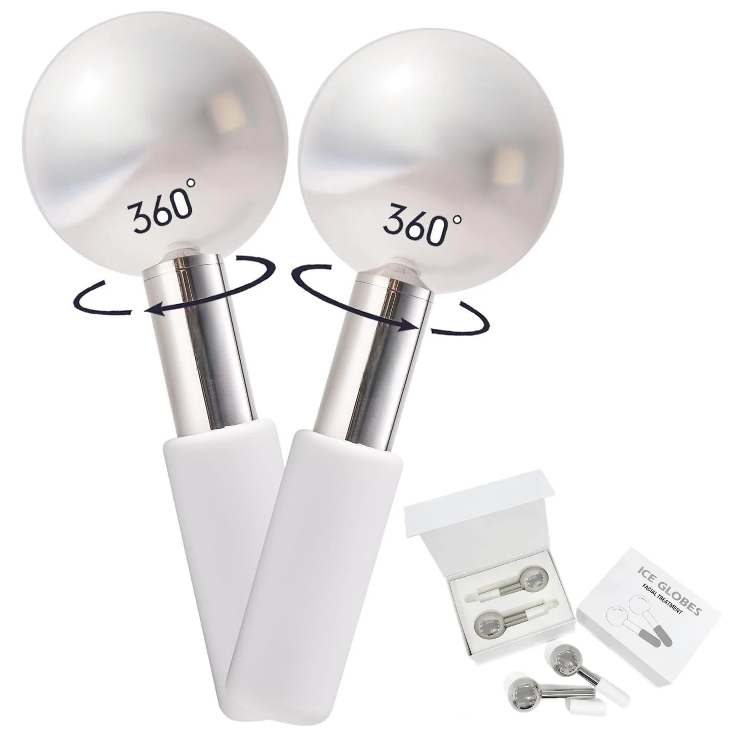 Customize logo 360 Degree Rotating Facial Ice Globes New Trend Cooling Cryo Sticks Roller Stainless Steel Face Eyes Massager