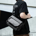 MOYYI Summer Fashion PVC Leather Crossbody Men's Messenger Shoulder Bag Business Waterproof Chest Bag Lightweight Hiking Sport