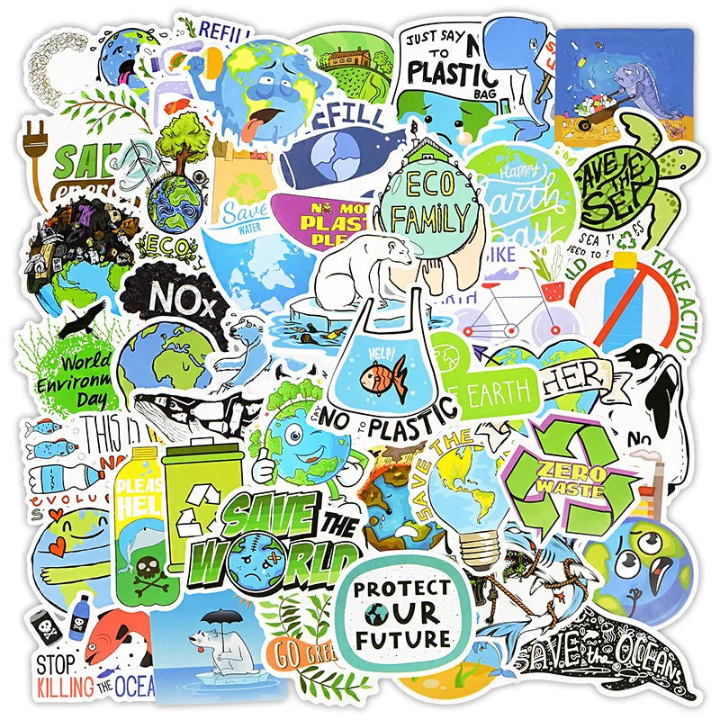 50Pcs Environmental Protection Graffiti Stickers for Car Laptop Luggage Children Education Logo Vinyl Sticker