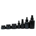Luxury 15 30 50g 15ml 30 60 100 125ml Slanted Shoulder Black  Lotion Cream Glass Jar Serum Dropper Bottle Skin CareBottle Set