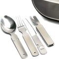 Stainless Steel 4 in 1 Fork Knife Spoon Bottle Opener Combination Kits Cutlery Travel Set Portable Camping Flatware Set