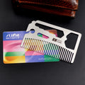 Credit Card Style 8.5 * 5.4cm Card Comb Multifunctional Stainless Steel Pocket Comb