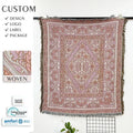 Customizable Boho Raschel Blanket Woven Tapestry Design Solid/Dot Four Seasons Use Portable Outdoor Camping Picnic Throw Rug