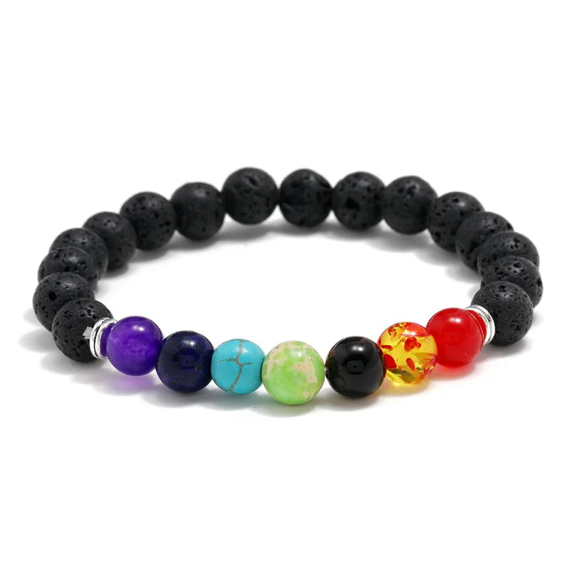 Handmade Ethnic Geometric Natural Lava Stone Bead Bracelet Inspirational Yoga Motivational Wholesale for Men Women Anniversary