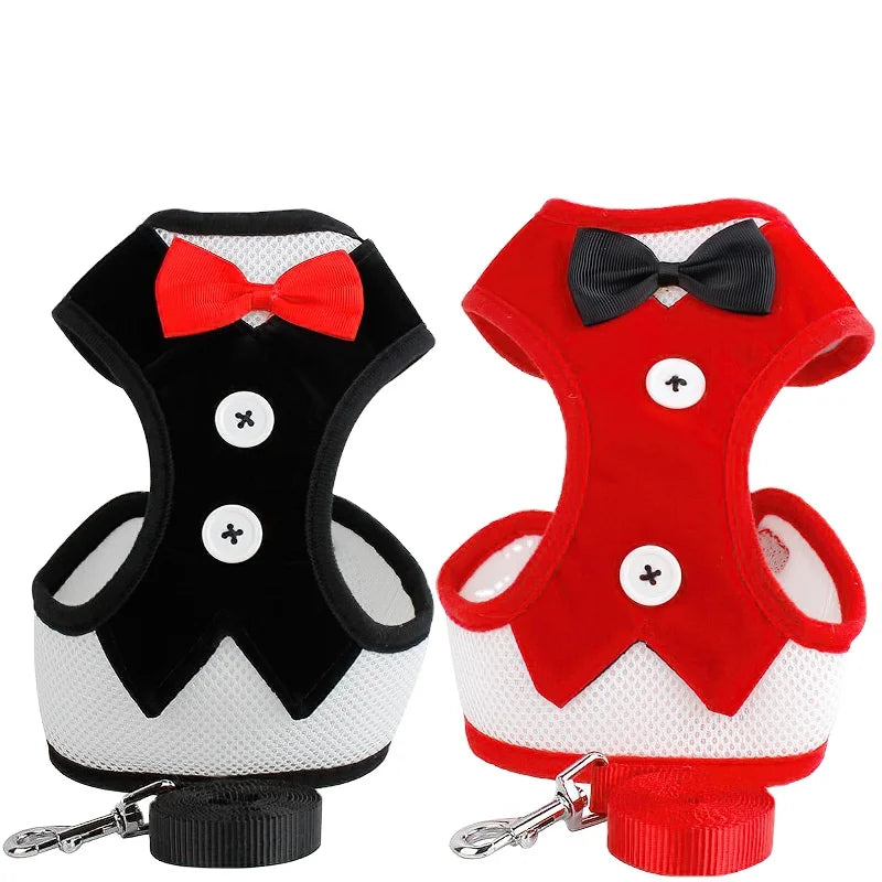 Wholesale Gentle Bow Tie Pet Dog Cat Vest Harness with Leash