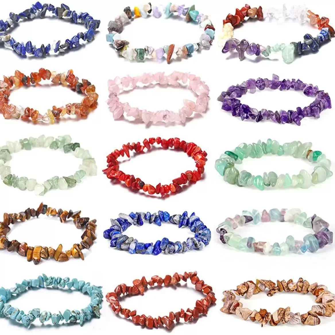 Crystal Chip Beaded Bracelets Colored Stone Bracelets Spiritual Bead Bracelets Elastic Jewelry Model for Gifts
