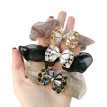 Wholesale High-End Simple Thick Head Hair Tie Adjustable Organza Hair Scrunchie for Women with Rhinestone Butterfly Design