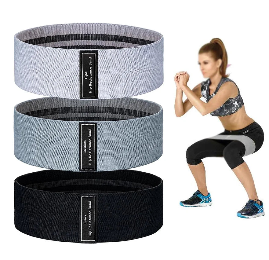 Amazonhot Sale Polyester Fabric Latex Hip Resistance Band Sets Exercise Loop Sport Workout Yoga Gym Fitness Bodybuilding S M L