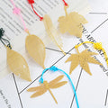 Cute Gold Metal Maple Leaf Vein Bookmark Dragonfly Leaves Book Marks for Book Teachers Student Luxury Business Gift with Card