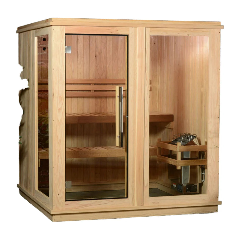 Traditional Dry Sauna Chamber for 4-6 People Exquisite Indoor Steam Sanctuary with Control Panel for Health Use