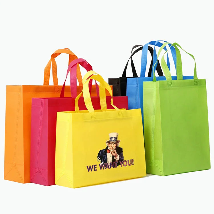 Expedited Custom Logo Non-Woven Shopping Tote Bag Reusable Eco-Friendly Striped for Picture Conscription Propaganda Company
