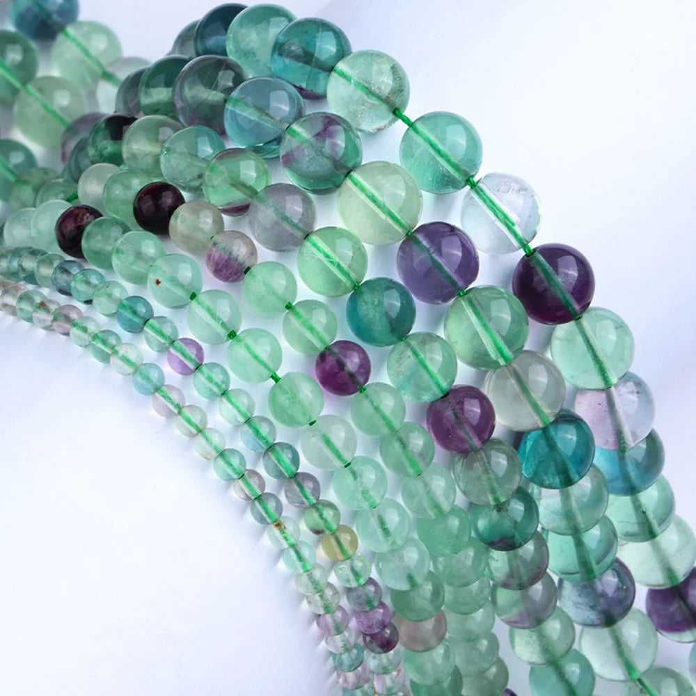 Wholesale Natural Colorful Fluorite 4-12mm Smooth Healing Crystal Loose Gemstones Beads for Jewelry Making DIY Lapis Moonstone