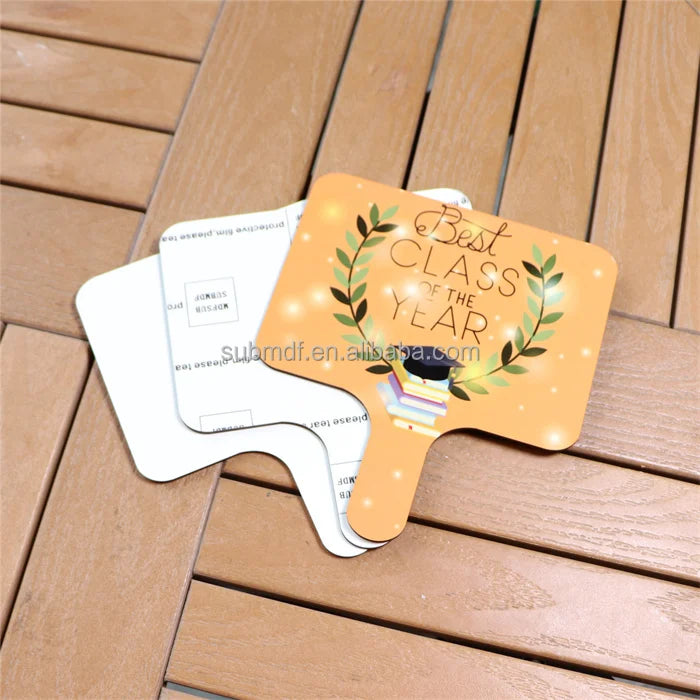MDFSUB 2023 NEW Arrivals Blanks Sublimation MDF Hand Paddle Grad 2023 Fans Blank White Memorial Graduation Paddle Fan