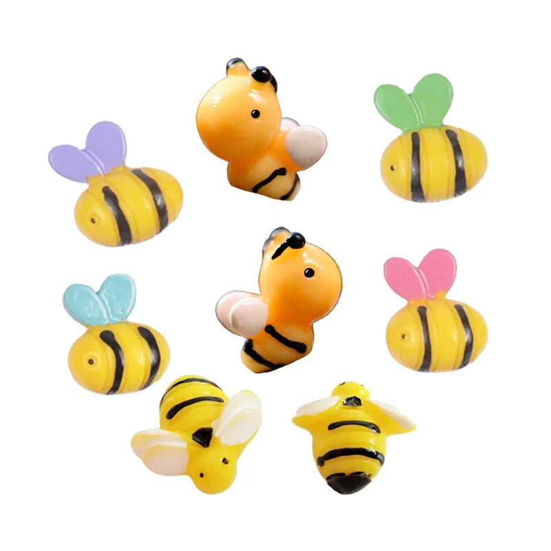 Hot Sale Insect Theme Cartoon Flatback 3d Miniature Bee Resin Charm for Keychain Keyring